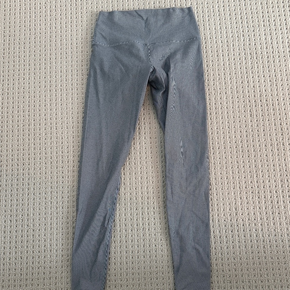 Glyder Dark Gray and White Striped Leggings